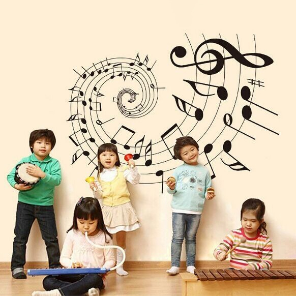 Siluet Melody Music Spiral AY9164 - Wallstiker Dinding Kamar Tidur Anak Wall Sticker Cafe Aesthetic