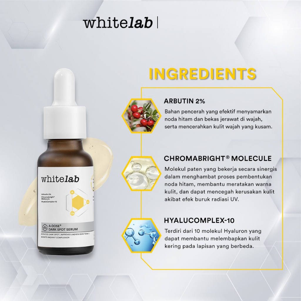 Whitelab A-Dose+ Dark Spot Serum - Serum Arbutin Pencerah Wajah