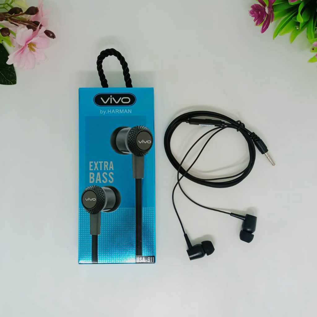 Handsfree vivo usa911 Earphone  NOISE ISOLATING HIGH QULITY SOUND EXTRA BASS FULL MUSIC AUDIO PREMIUM PROMO SEN