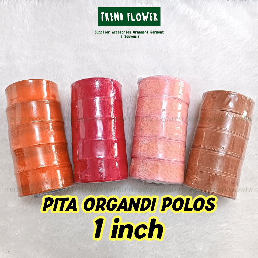 Pita Organdi Polos 1 inch Aksesoris Kado Tali Hampers