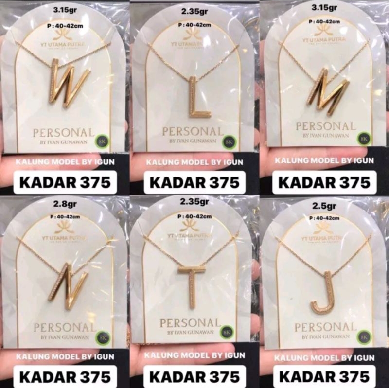 Kalung Aneka Huruf Emas Asli 375/8K