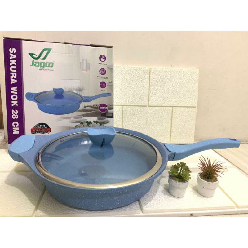 SAKURA WOK 28cm JAGOO / PANCI WOK 28cm / PANCI MASAK / TEFLON WOK