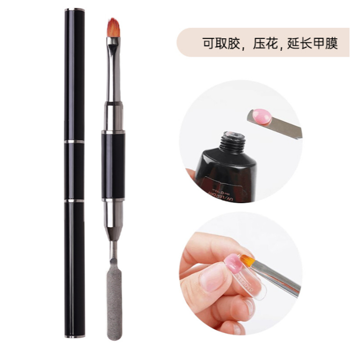 Brush spatula polygel double dual Nail art kuas polygel extension brush polygel nail art