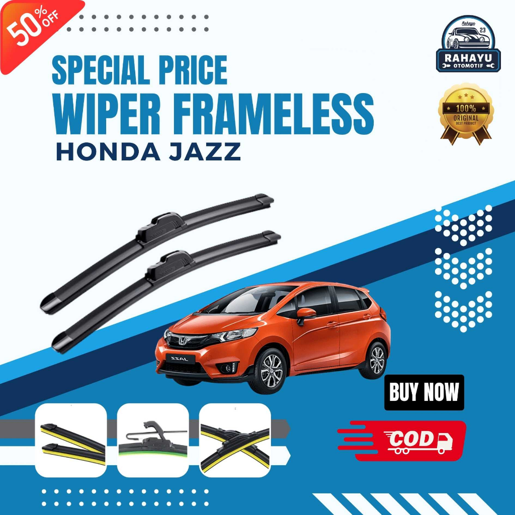 ( BERGARANSI ) Wiper Mobil Frameless Honda Jazz Sepasang Isi 2 Pcs Kanan Kiri | Wiper Kaca Mobil Hon