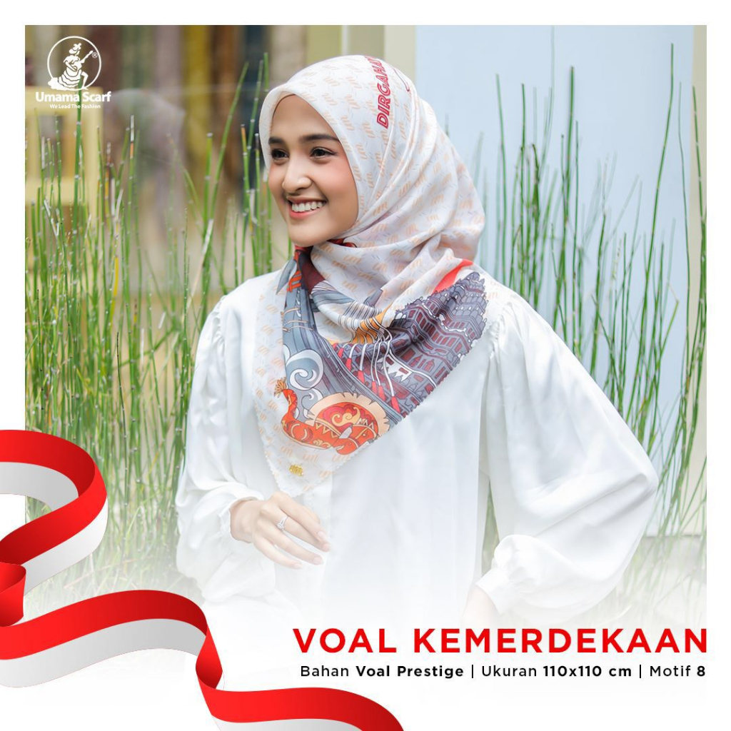 Hijab Voal Merdeka Metal Logo LC Umama scarf 110x110cm RANDOM MOTIF