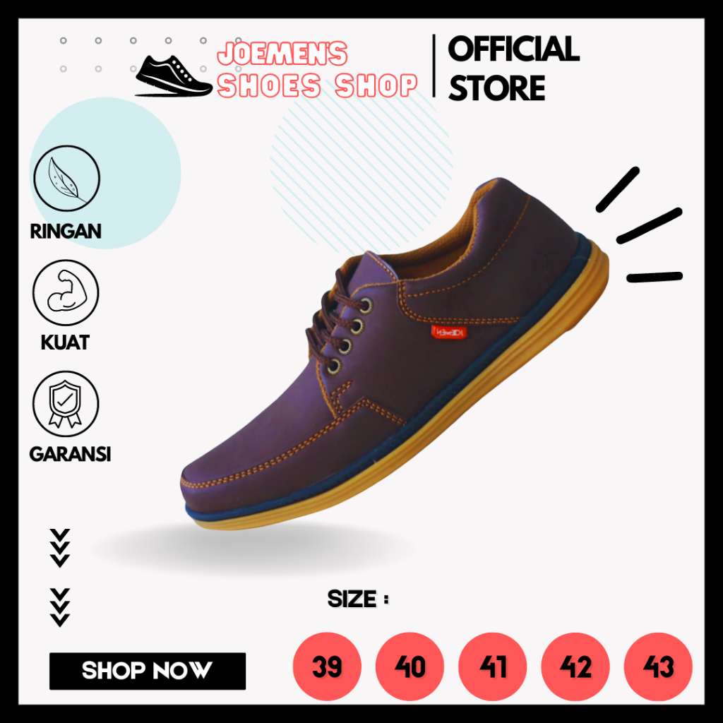 Seneakrs Kasual Kerja Kantoran Pria Terbaru Warna Hitam Coklat Muda Tua Ukuran 39 40 41 42 43 J 22