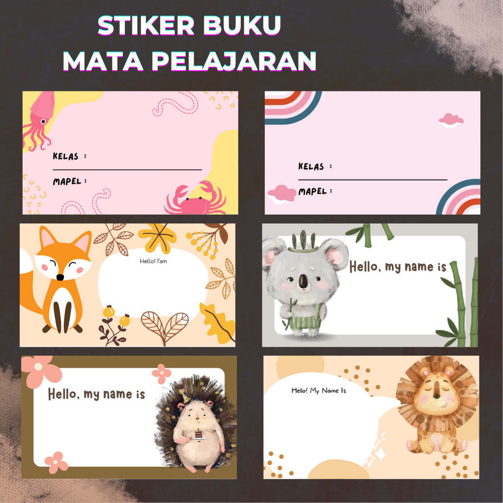 stiker label nama kelas Stiker Buku Mata Pelajaran