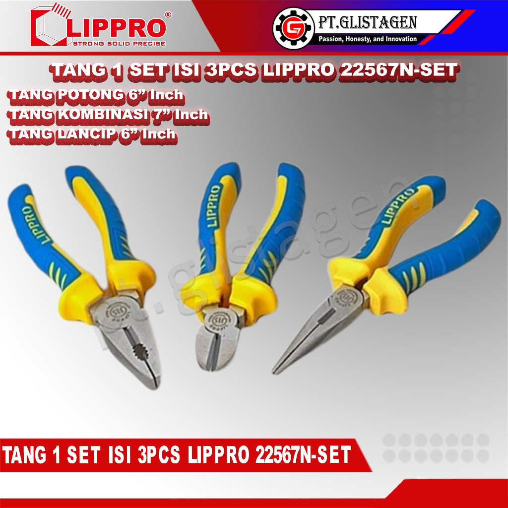 LIPPRO Tang 1 SET 22567N SET Tang Lancip Potong Kombinasi ORIGINAL