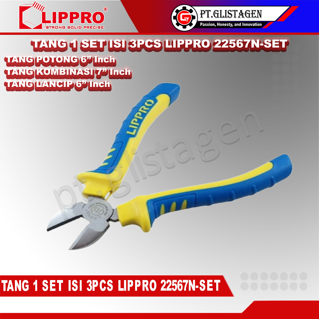 LIPPRO Tang 1 SET 22567N SET Tang Lancip Potong Kombinasi ORIGINAL