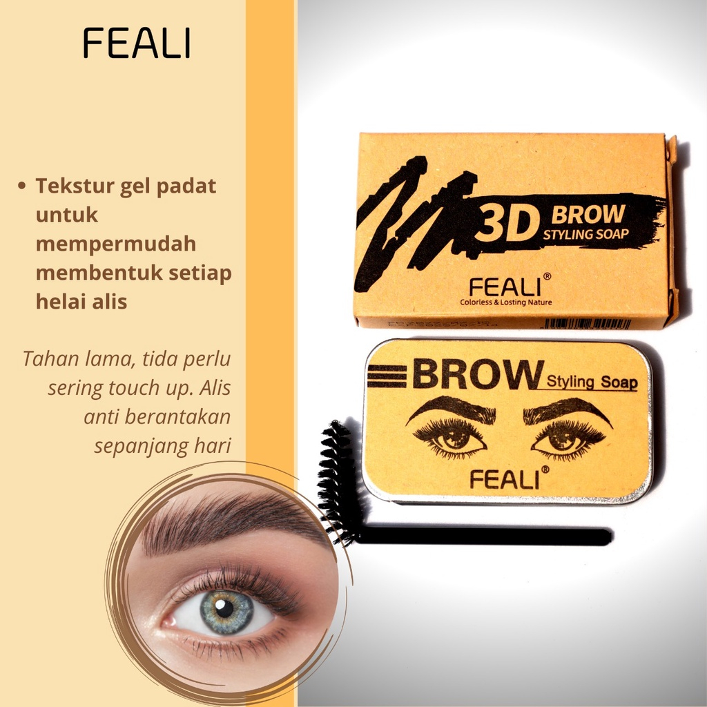 Feali Eyebrow Styling Soap Lift Brow Styling Soap / Waterproof Long Lasting Eyebrow Gel Pomade / PEMBENTUK ALIS GEL - BPOM