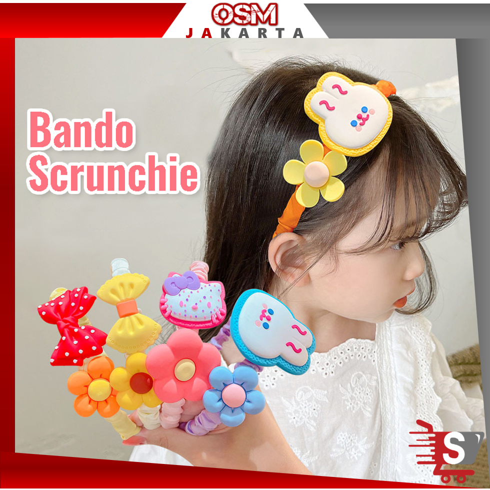 OSM JKT F5875 Bando Scruncie Anak Perempuan Motif / Bando Karakter Anak Perempuan Korean Style Fashion / Bando Anak Perempuan Lucu