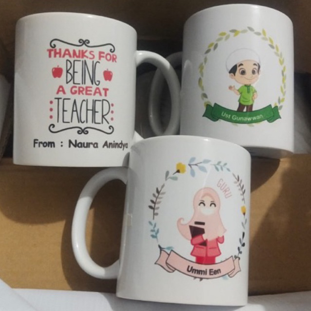 Mug Gelas kaca Custom Free kardus Box