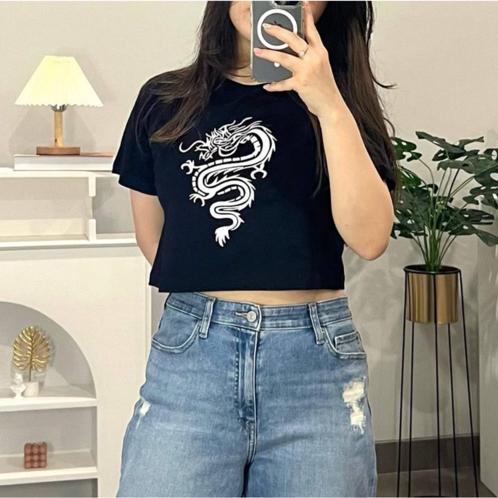 CROP TOP MOTIF | BAJU KAOS TUMBLR CROP TEE TSHIRT KAOS KOREA FASHION WANITA