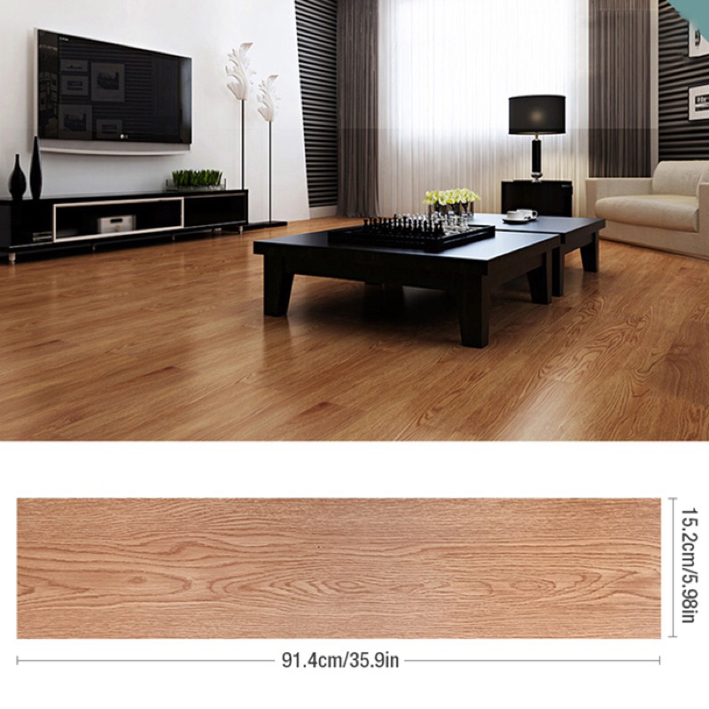 [OBRAL RIJEK] Wallpaper Lantai 3D Self Adhesive Wood Grain 15.2 x 91.4cm - W-1002-7