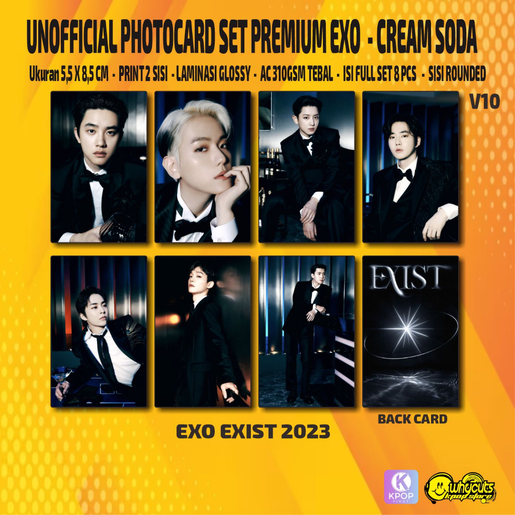 Unofficial Photocard Set Premium EXO Cream Soda / Print 2 sisi laminasi glossy / anti air