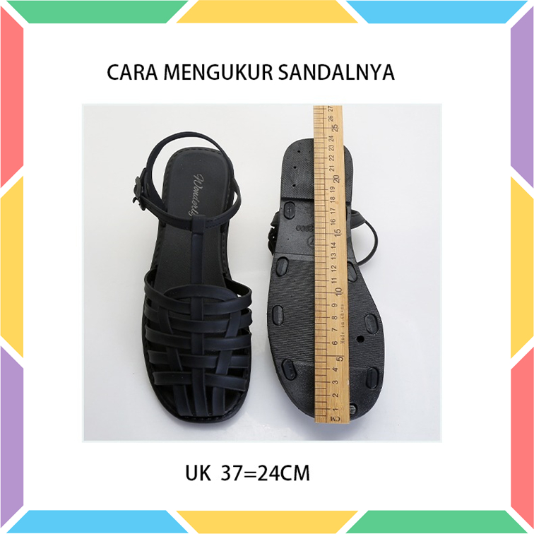 2009WL1 Sandal Selop Flat Wanita Wonderly Sendal Slop Cewek Slip On Jelly Karet Cewek Glanzton