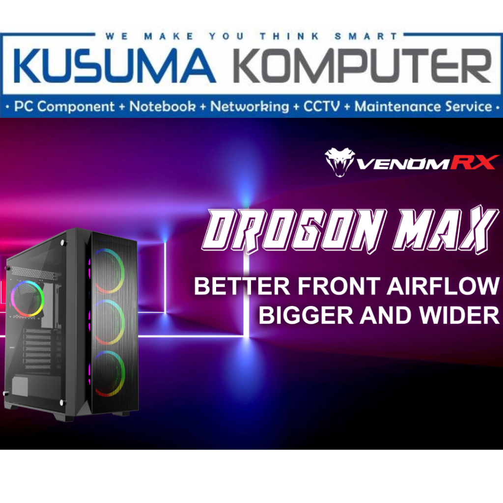 Venomrx DROGON MAX + 4 Fan ARGB Casing PC Gaming