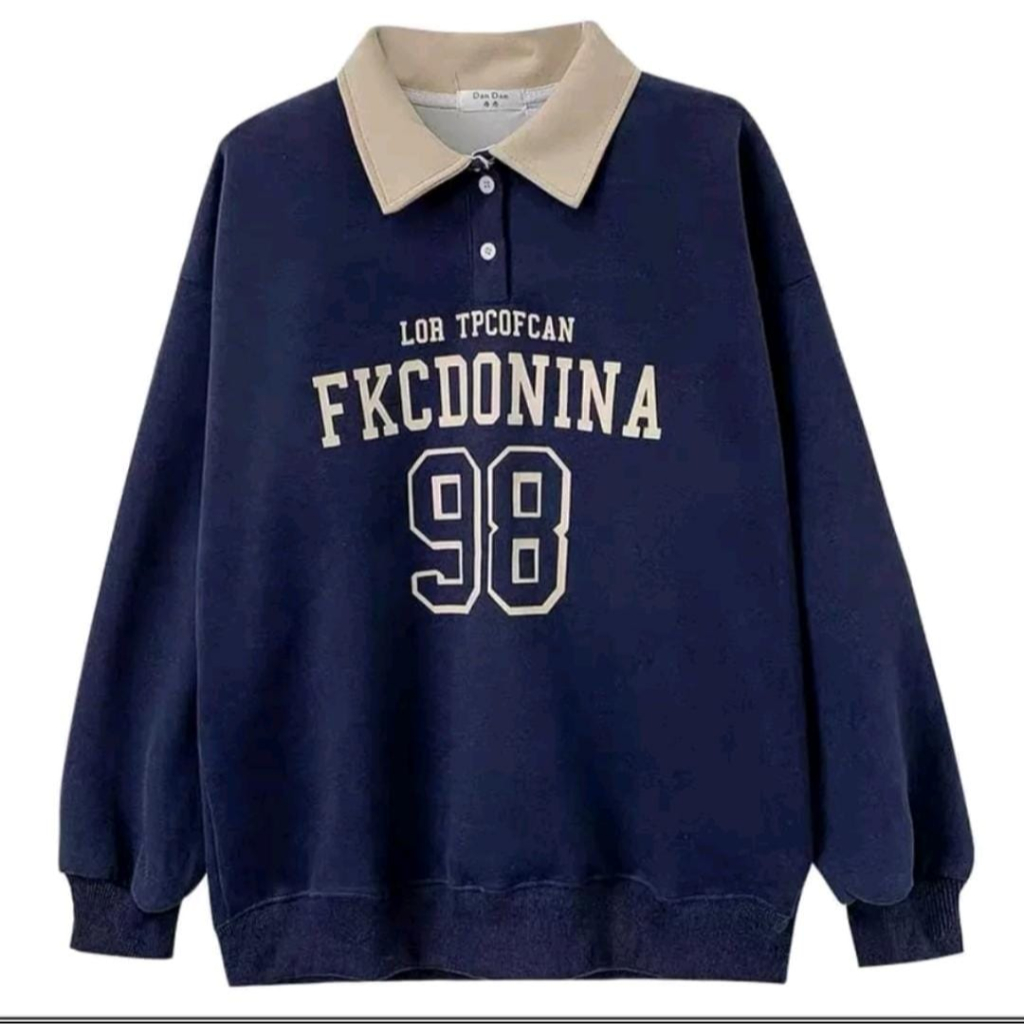 SWEATER COLLAR FKCDONINA 98 CREWNECK OVERSIZE // FLEECE TEBAL TERBARU