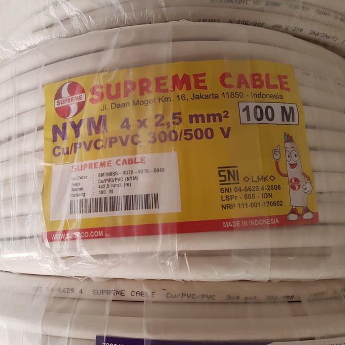 Kabel Listrik NYM 4x2.5mm Supreme 50 Meter POTONGAN 50M (METER) SUPREME