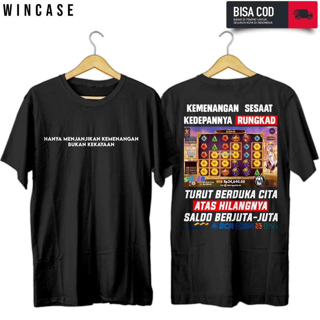 Kaos Custom Pragmatic Play Zeus Cotton Combed 30s - Kaos Hanya Menjanjikan Kemenangan Bukan Kekayaan