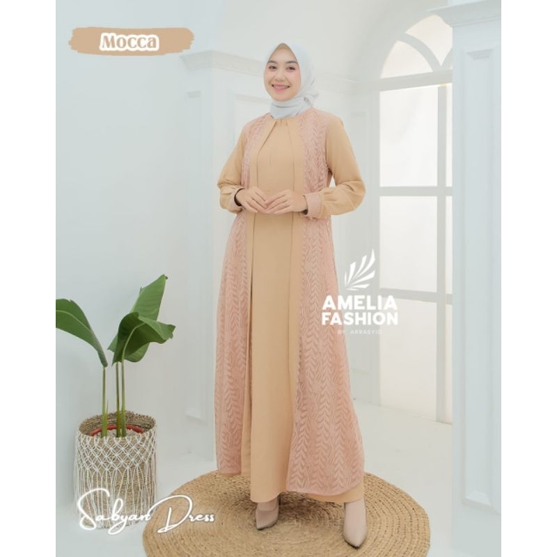 GAMIS SABYAN ORI AMELIA FASHION DRESS OOTD MODERN KEKINIAN GAMIS LEBARAN TERBARU