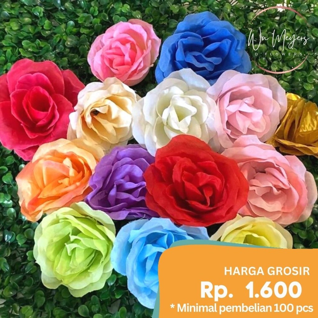 8.8 Kepala Bunga Mawar MAK Isi 100 Artificial Tanpa Tangkai Rose