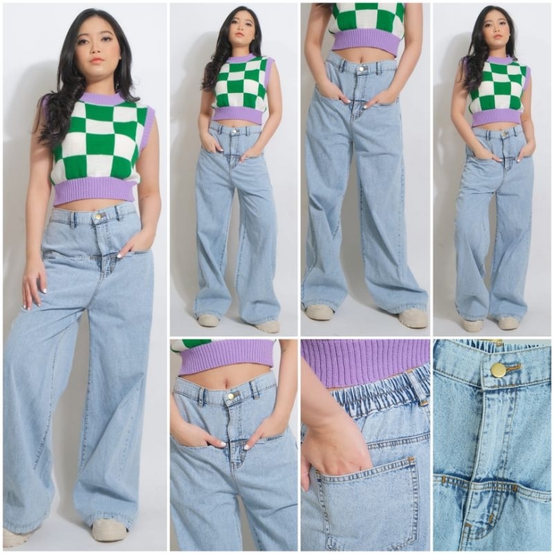 ♡ PREMIUM ♡ ORIGINAL ! QUENNIE JEANS POCKET CULLOTE LONG PANTS