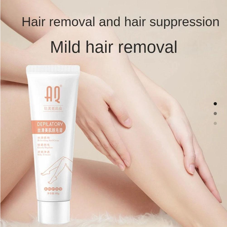 AQ HAIR REMOVAL AND DEPILATORY KRIM PENGHILANG BULU LEMBUT UNTUK TUBUH DAN KAKI 60 GRAM