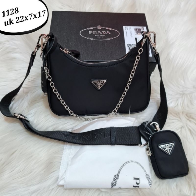 Tas Prda hobo tessutto import /Tas prda hobo multi pochette uk 22x7x17 / TAS PRAD* TESSUTO SEMI PREMIUM FREE BOX