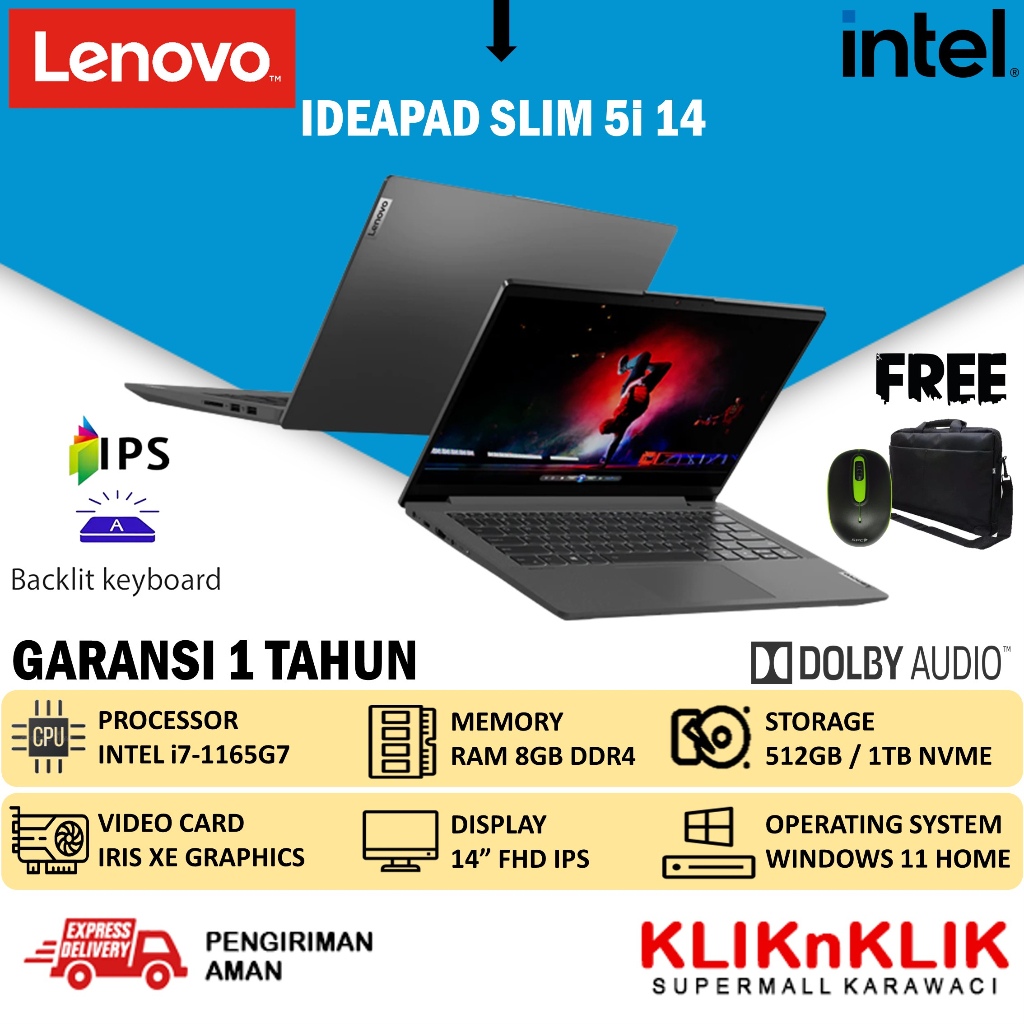 Lenovo Ideapad Slim 5i 14 Intel i7 1165G7 8Gb 1Tb SSD W11 Iris Xe 14.0 Inch FHD IPs