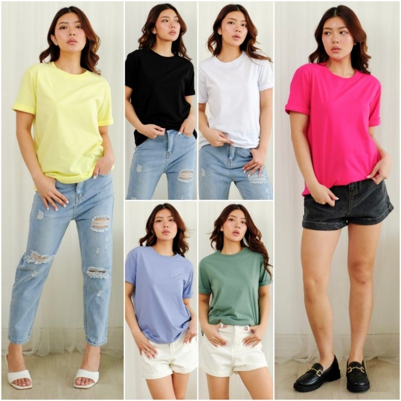 ✨️ PO 10 HARI ✨️ BEST SELLER ♡ PREMIUM ♡ ORIGINAL ! VIANNEY BASIC PLAIN COMFY BLOUSE TEE SHIRT