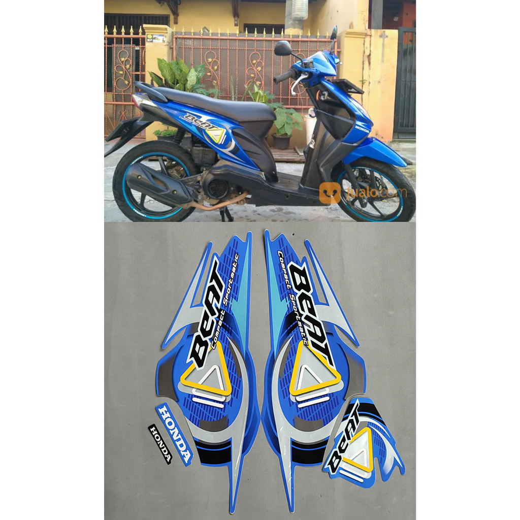 Stiker striping motor beat karbu 2010 biru