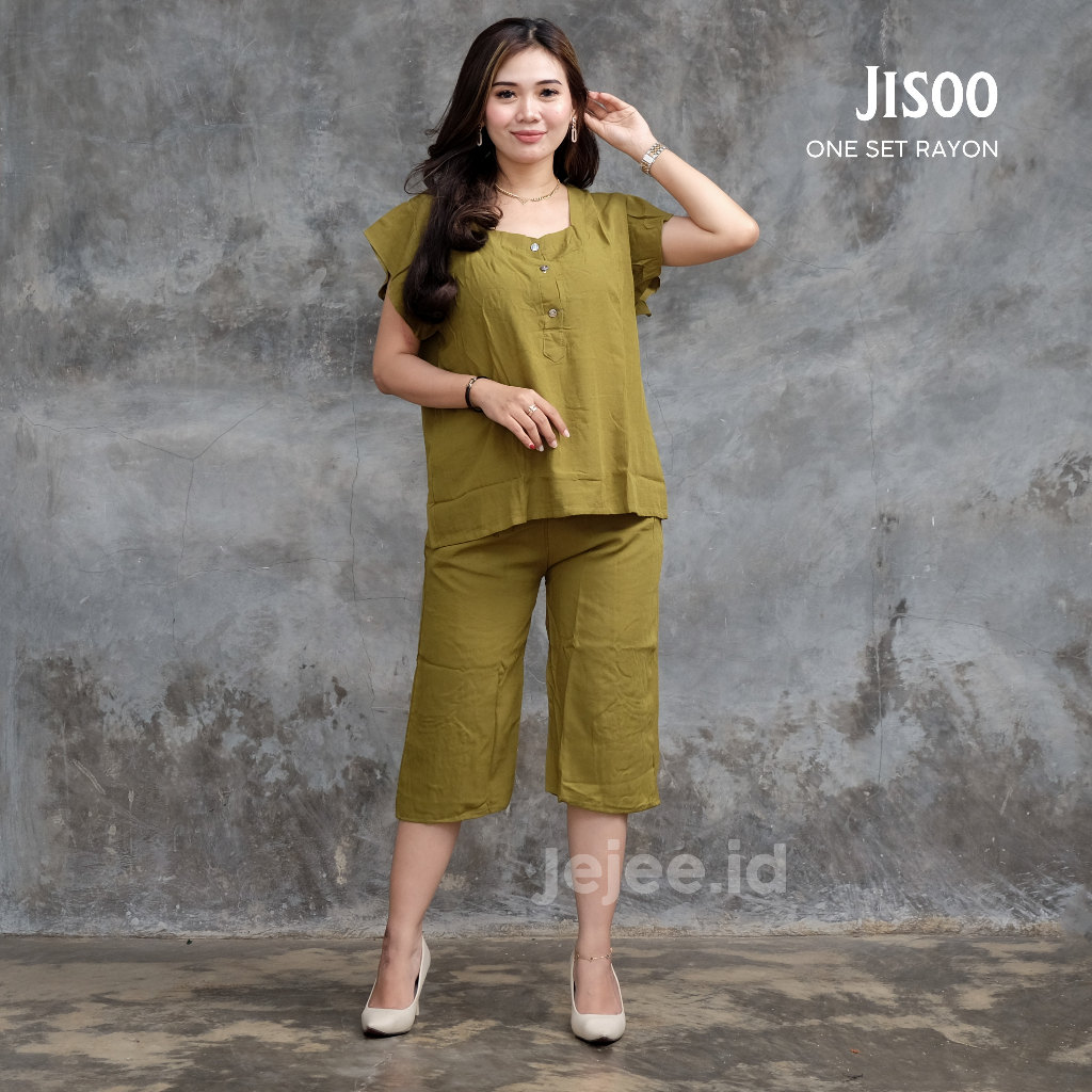 SETELAN RAYON JISOO SET 7/8 POLOS PIYAMA BANGKOK BUSUI