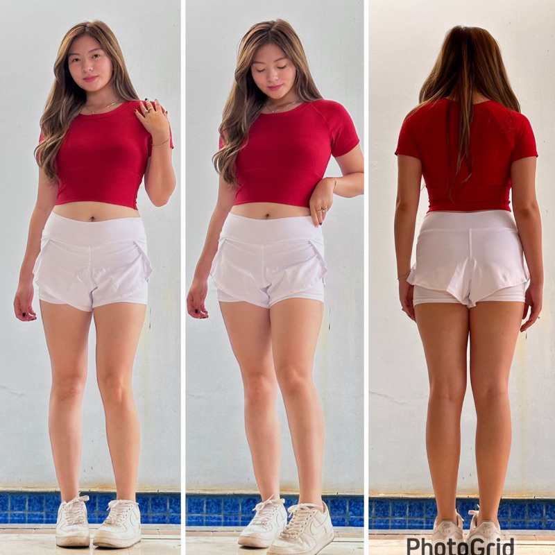 Setelan merah putih agustusan model crop polos-Short layer