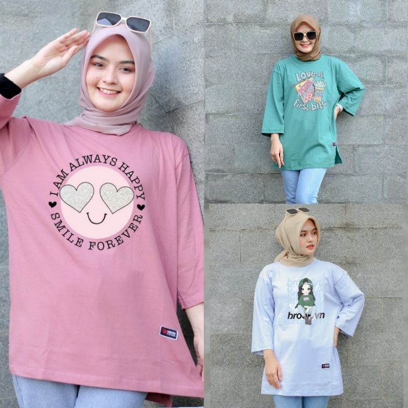 	 KAOS OVERSIZE DTF POCKET COTTON COMBED 24S BAJU WANITA MUSLIMAH TSHIRT OVERSIZED BAJU OVERSIZE KOREA BELI 4 GRATIS 1 ACAK	