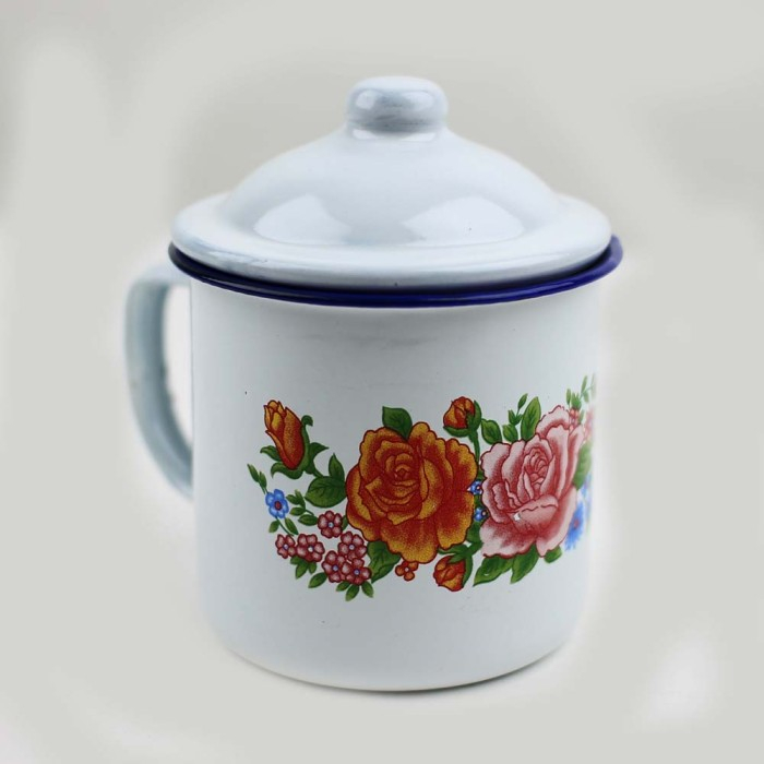 Cangkir Mug Enamel 12Cm / Gelas Mug Enamel / Cangkir Kopi Enamel 7Cm - 12CM / cangkir mug burik jadul kenangan bapak di kampung motif doreng burik