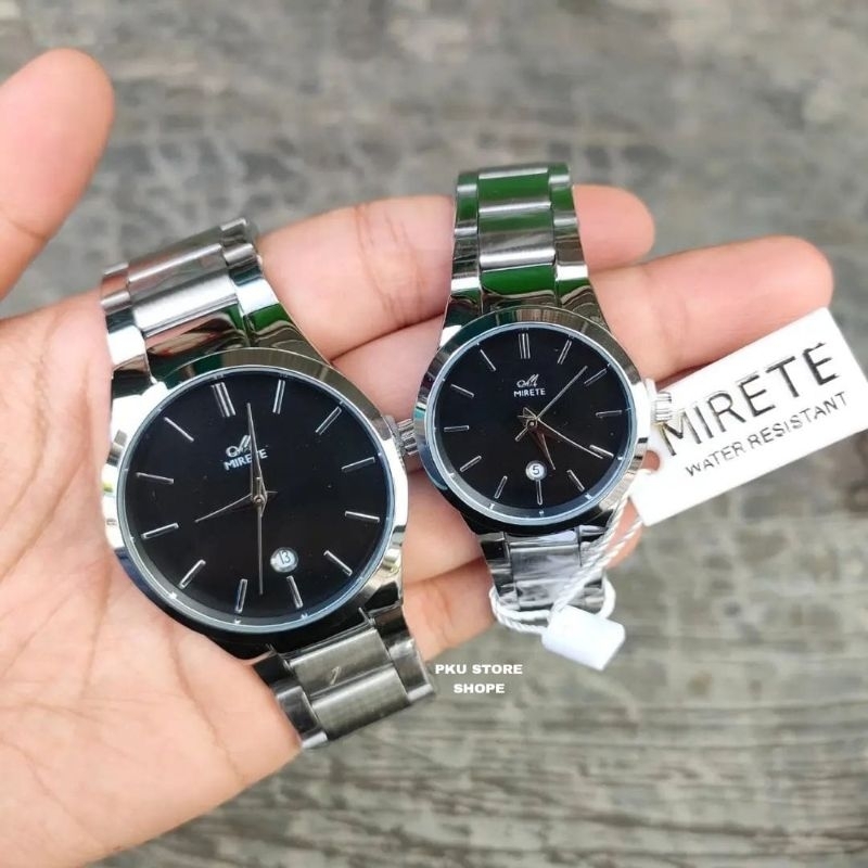 MIRETE Original Import New Couple Jam Tangan Pria Dan Wanita Mewah BESTSELLER Strap Rantai Stainless Steel Tahan Air Analog Model Bulat | Jam Tangan Couple Terlaris Santai Kekinian Dan Murah | Jam Tangan Couple Kasual Wanita Analog Import Berkualitas