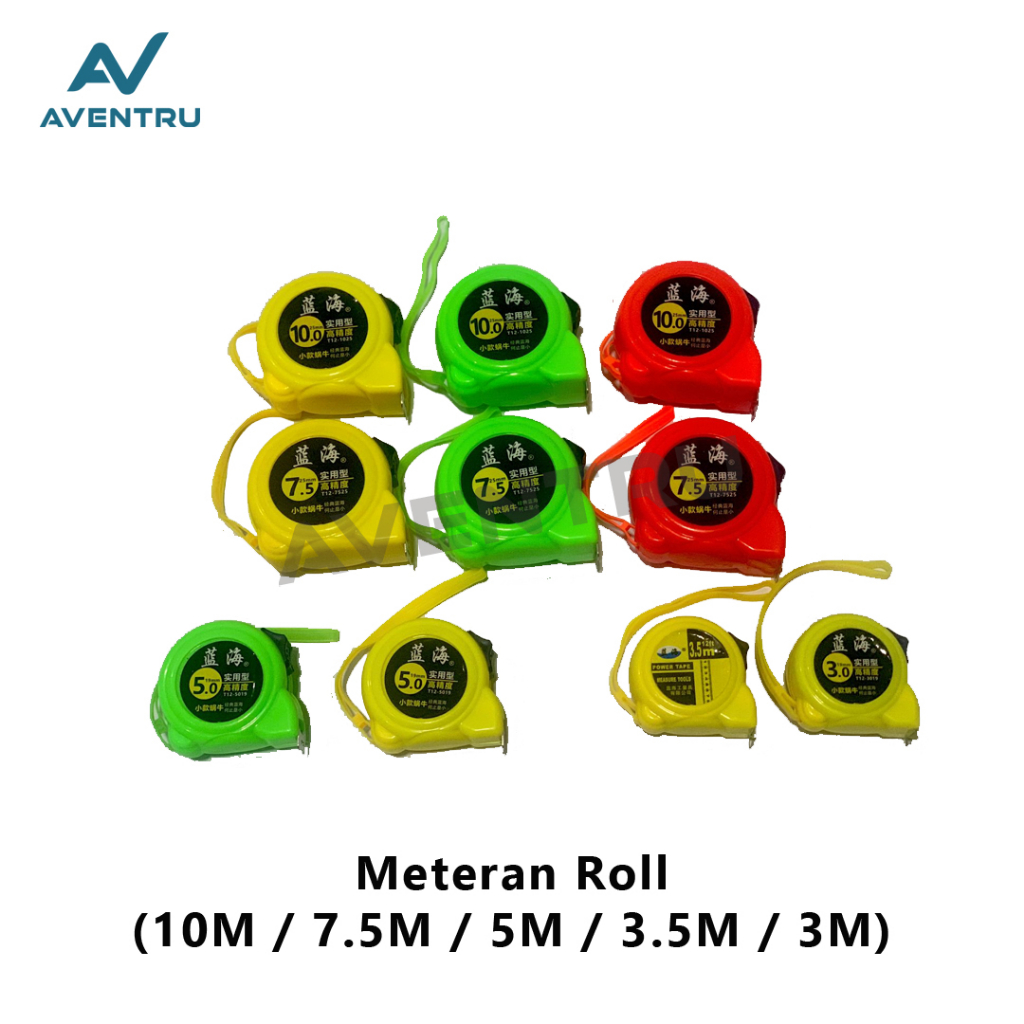 Measuring Tape Meteran Roll Panjang 10m 7.5m 5m 3.5m 3m Meter Tukang