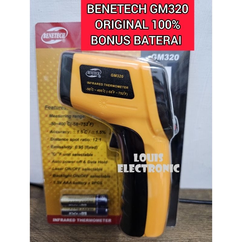 Thermometer Thermogun Infrared BENETECH GM320 ORIGINAL Thermogun Laser Alat Pengukur Temperatur Suhu