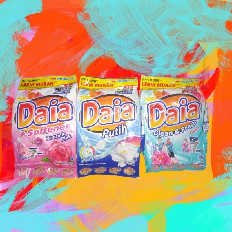 Daia Detergent Bubuk Cuci Baju Anti Bau Apek 800 gr (Tanpa Piring)