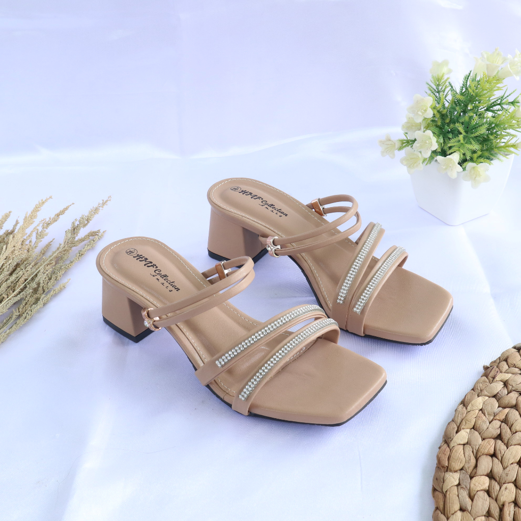 HMF Herty Sandal Hak Mules Wanita ND06