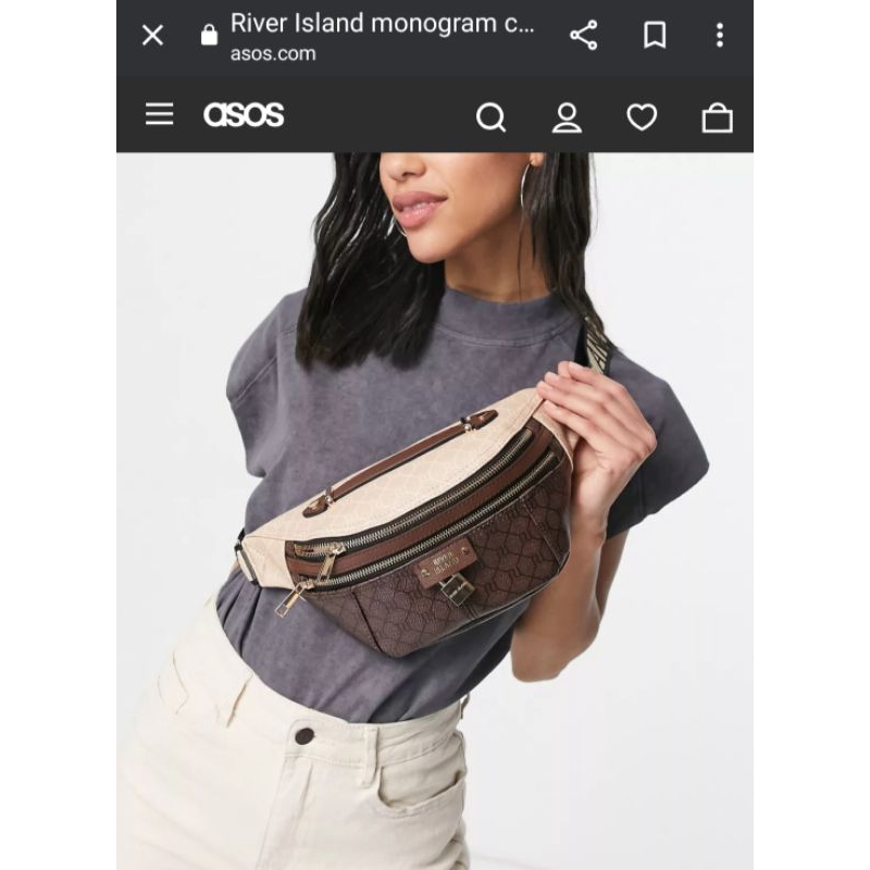 RIVER ISLAND WAIST BAG MONOGRAM NEW
