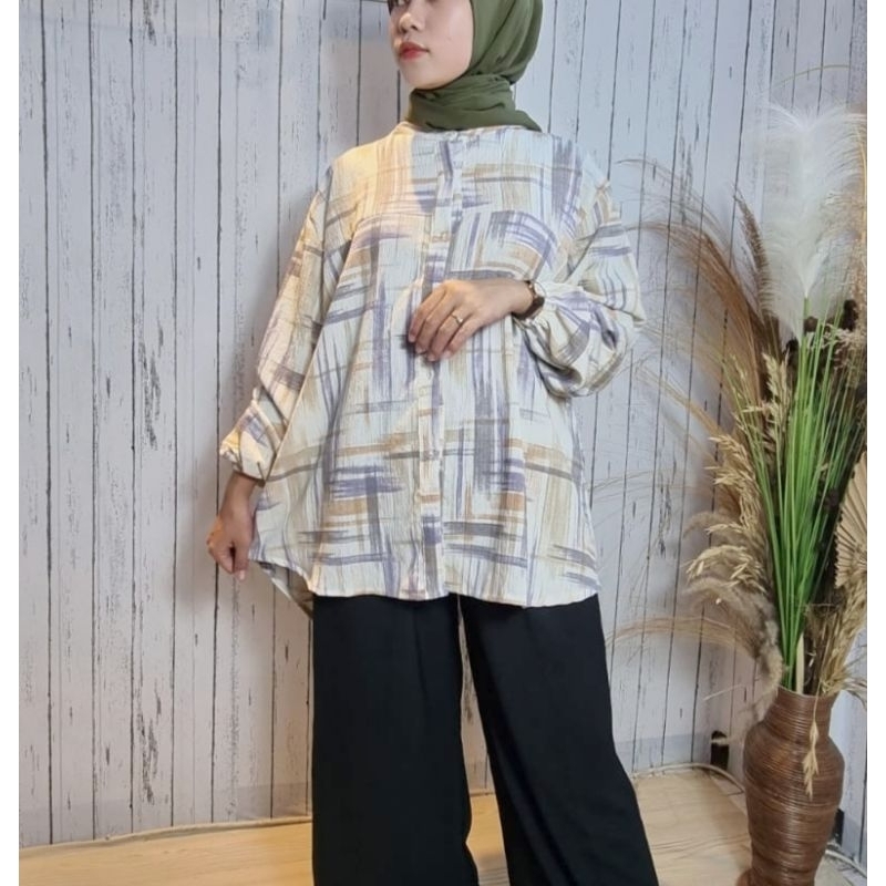 Tunik audrey| Atasan wanita Crincle Premium import