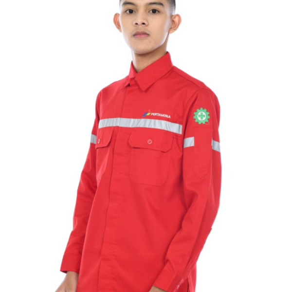 S Jual Wearpack Atasan Pertami Safety Pertamina Murah merah kerja Pertamina - Serangan Baju terang