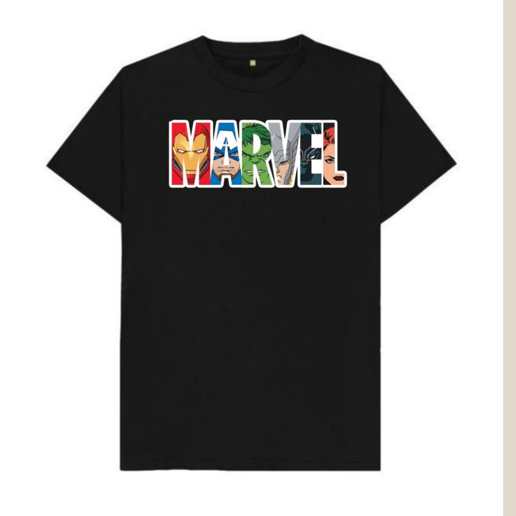 Clothing May - Kaos Marvel Marpel Dewasa Karater Distro Kekinin T Shirt Tshirt T-Shirt Premium Murah Unisex Wanita Perempuan Pria Laki-Laki Cowok Cewek Bahan Cotton Combed 30S Katun Kombed Sablon Dtf Murah Premium Oversize Kaus Oblong