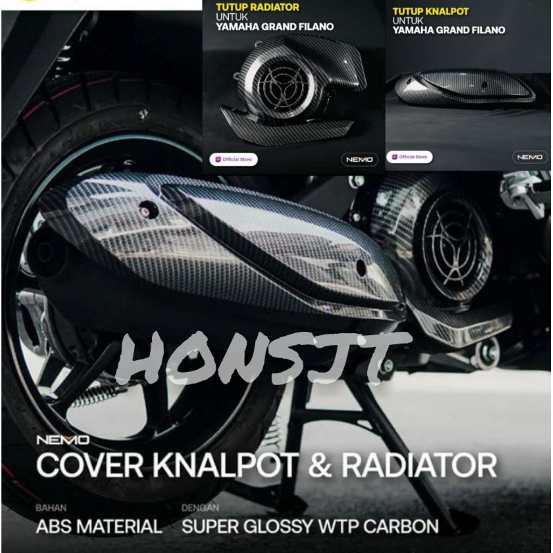 cover knalpot grand filano tutup cover radiator kipas Yamaha grand filano carbon