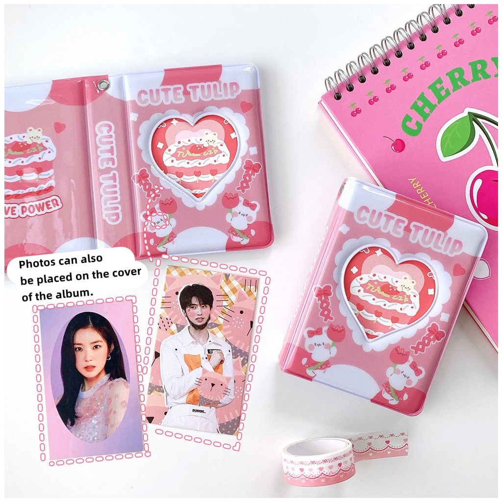 【Hot】Album Foto Cream Cake 3 Inch 40 Slot untuk Koleksi Kartu Foto idola Buku Penyimpanan Mini Polaroid Lucu