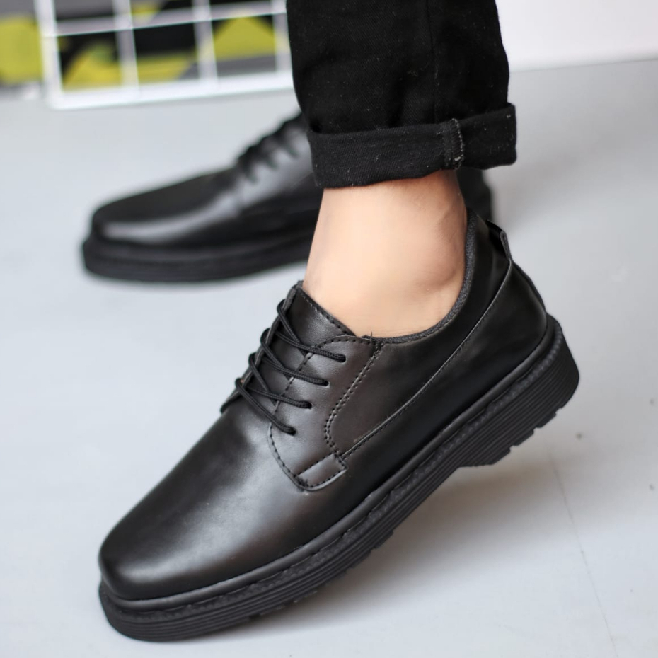 Sepatu Docmart Low Boots Fullblack Formal Pria