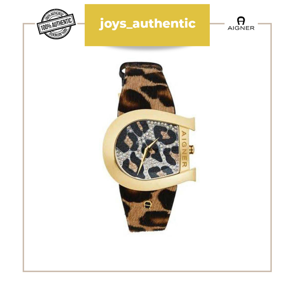 Jam tangan wanita Aigner A31306 Genua Leppard Emas Gold woman watch authetic original