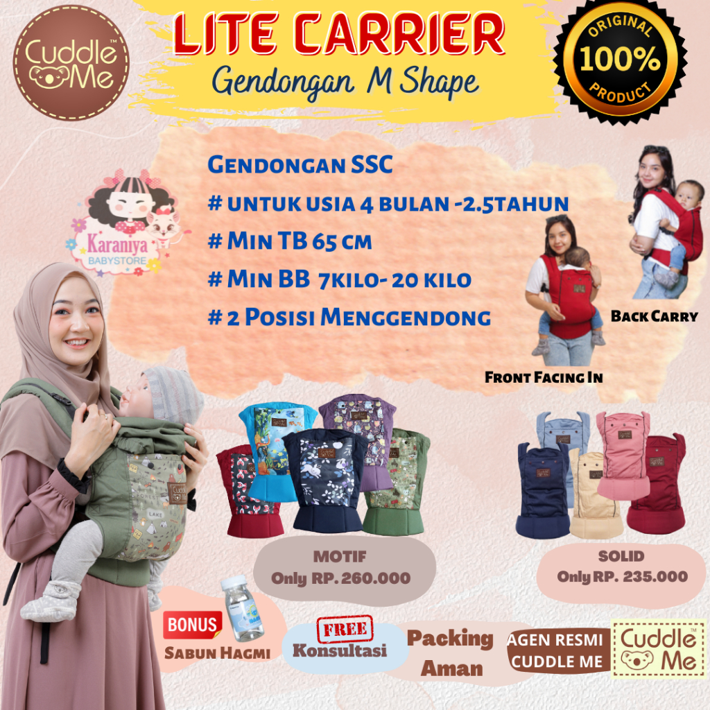 Cuddleme Lite Carrier Gendongan SSC ergonomis